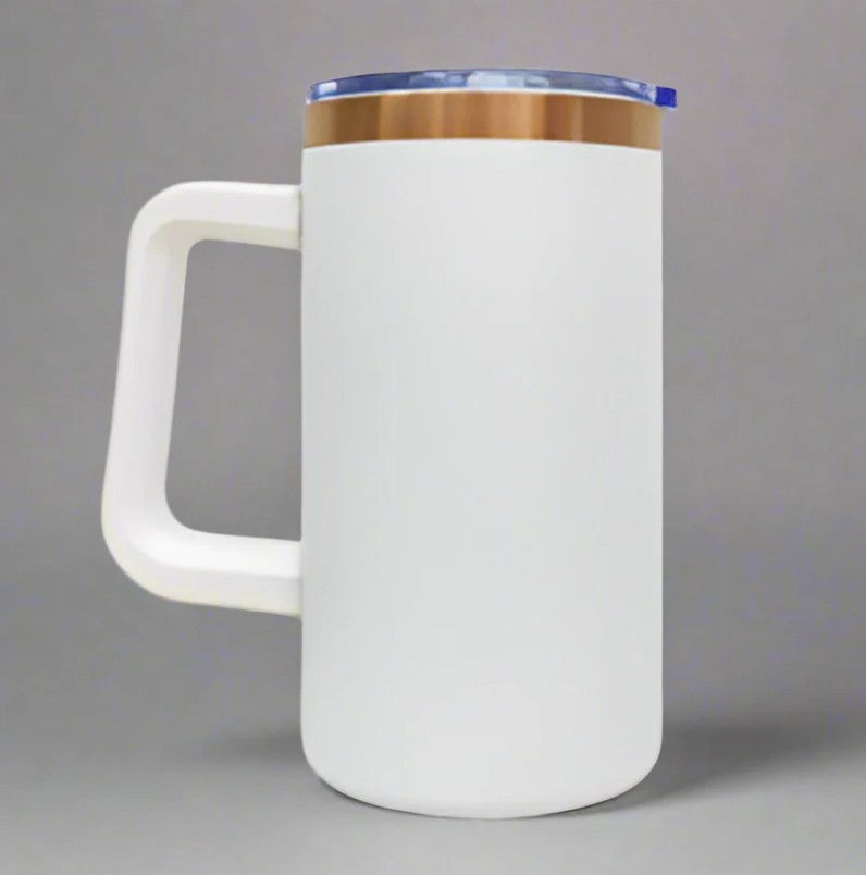 20 oz mug W/Handle Copper (Not Engraved) White
