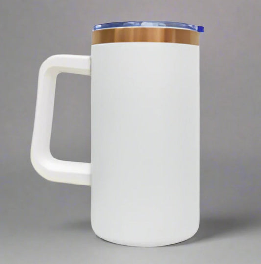 20 oz mug W/Handle Copper (Not Engraved) White